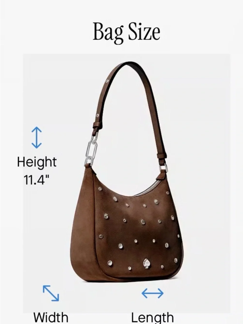 kate spade Kayla  Brown Studded Suede Hobo/Shoulder Bag
